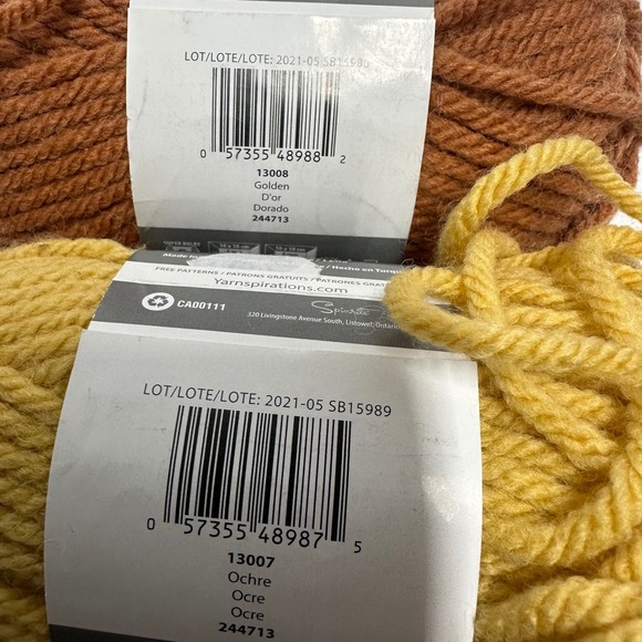 Patons Highland Bulky Yarn Lot of 2 Ochre Golden Super Bulky Wool Blend 3.5oz - Picture 4 of 8